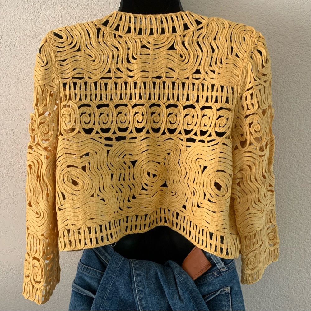 Josie Natori Jacket Size Medium Analyn Soutache Sunshine Yellow Elegant Delicate - Picture 5 of 9